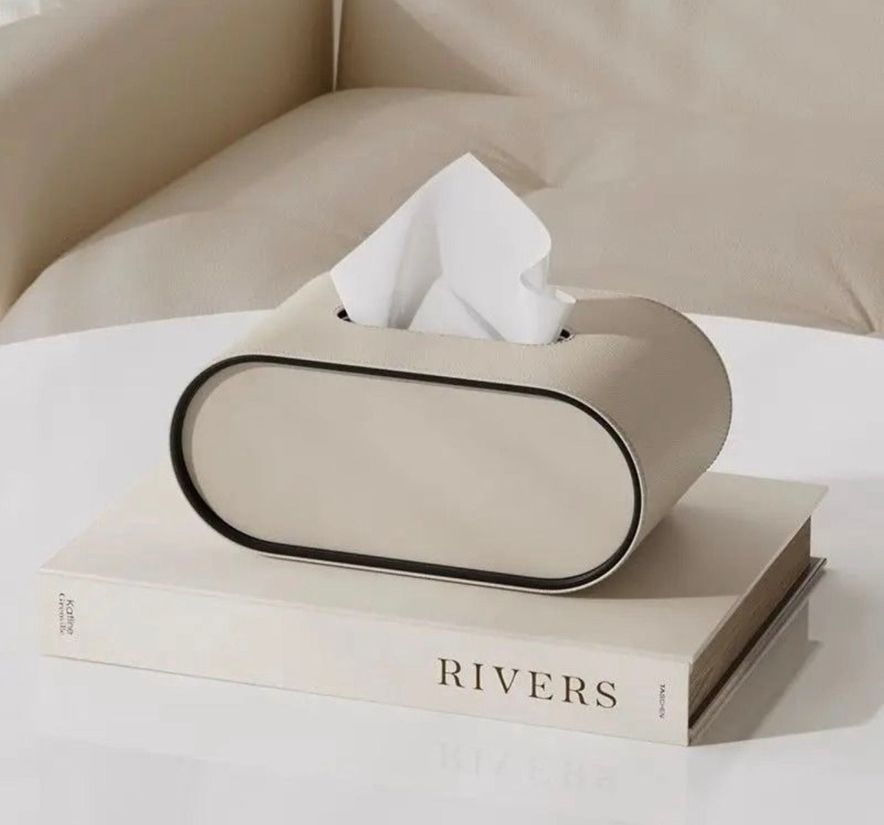Premium Leather Oval Tissue Box