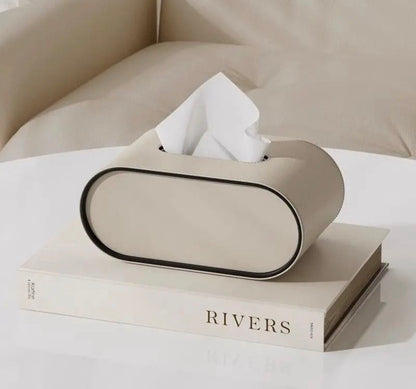 Premium Leather Oval Tissue Box