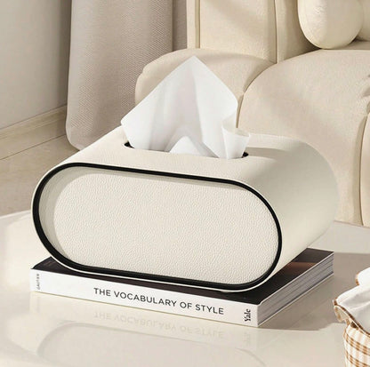Premium Leather Oval Tissue Box
